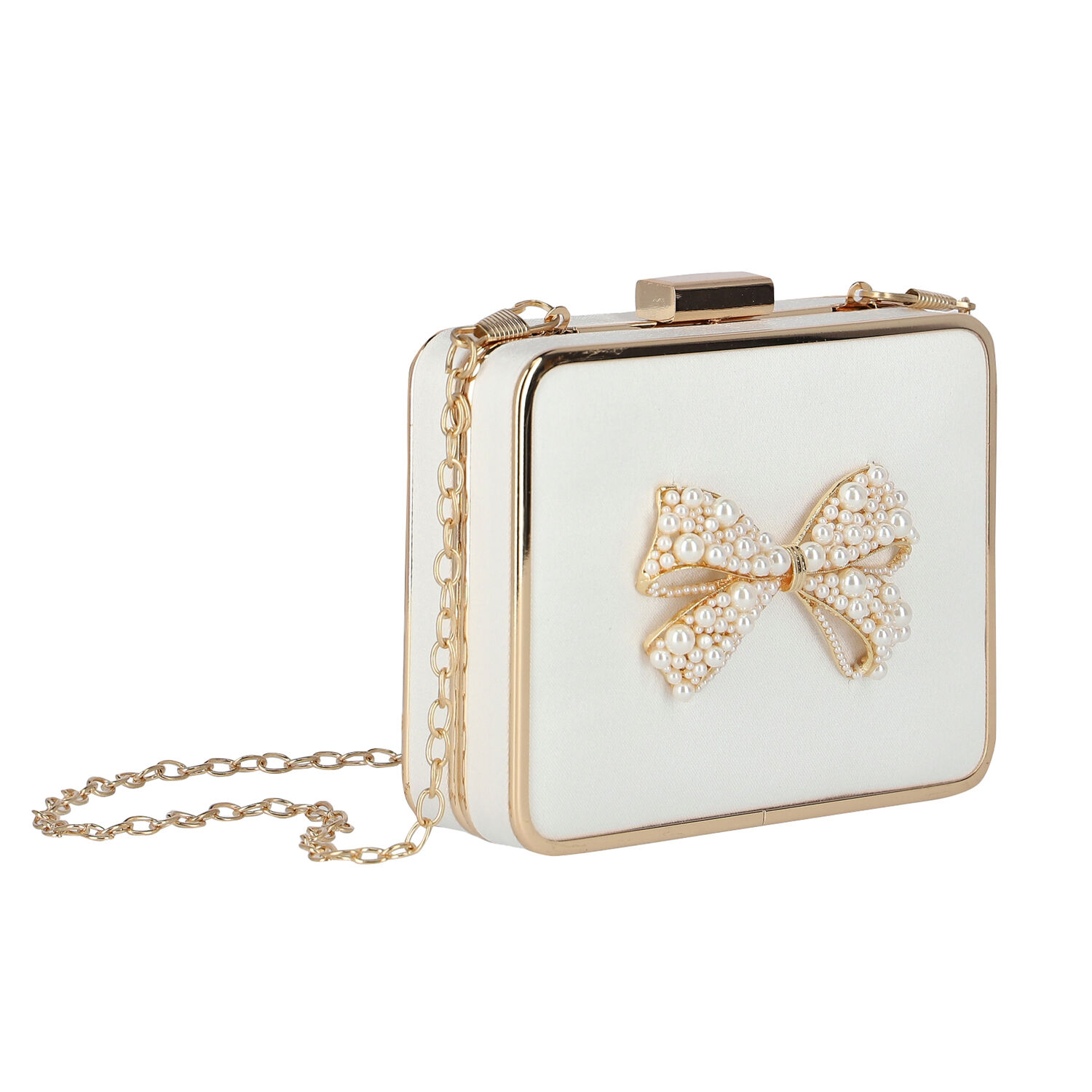 Girls Ivory & Gold Embellished Satin Bag, 2, hi-res image number null