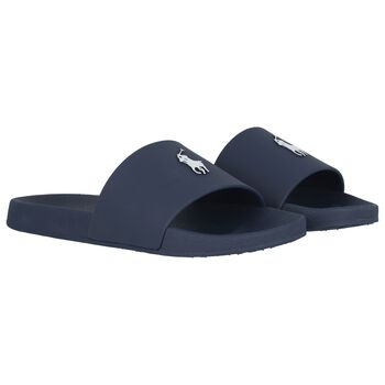 Boys Navy Blue Logo Sliders