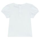 Younger Girls White & Beige Teddy Bear Logo Skirt Set, 1, hi-res