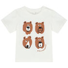 Younger Boys Ivory Bear T-Shirt, 1, hi-res