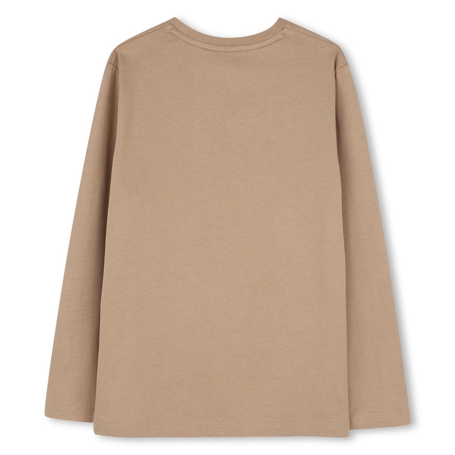 Boys Beige Logo Long Sleeve Top, 1, hi-res