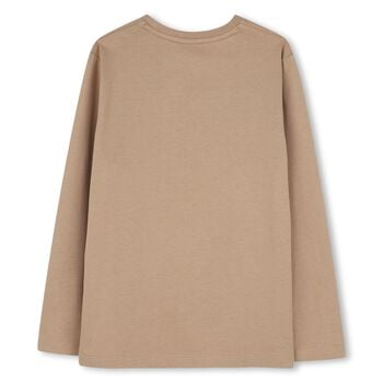 Boys Beige Logo Long Sleeve Top