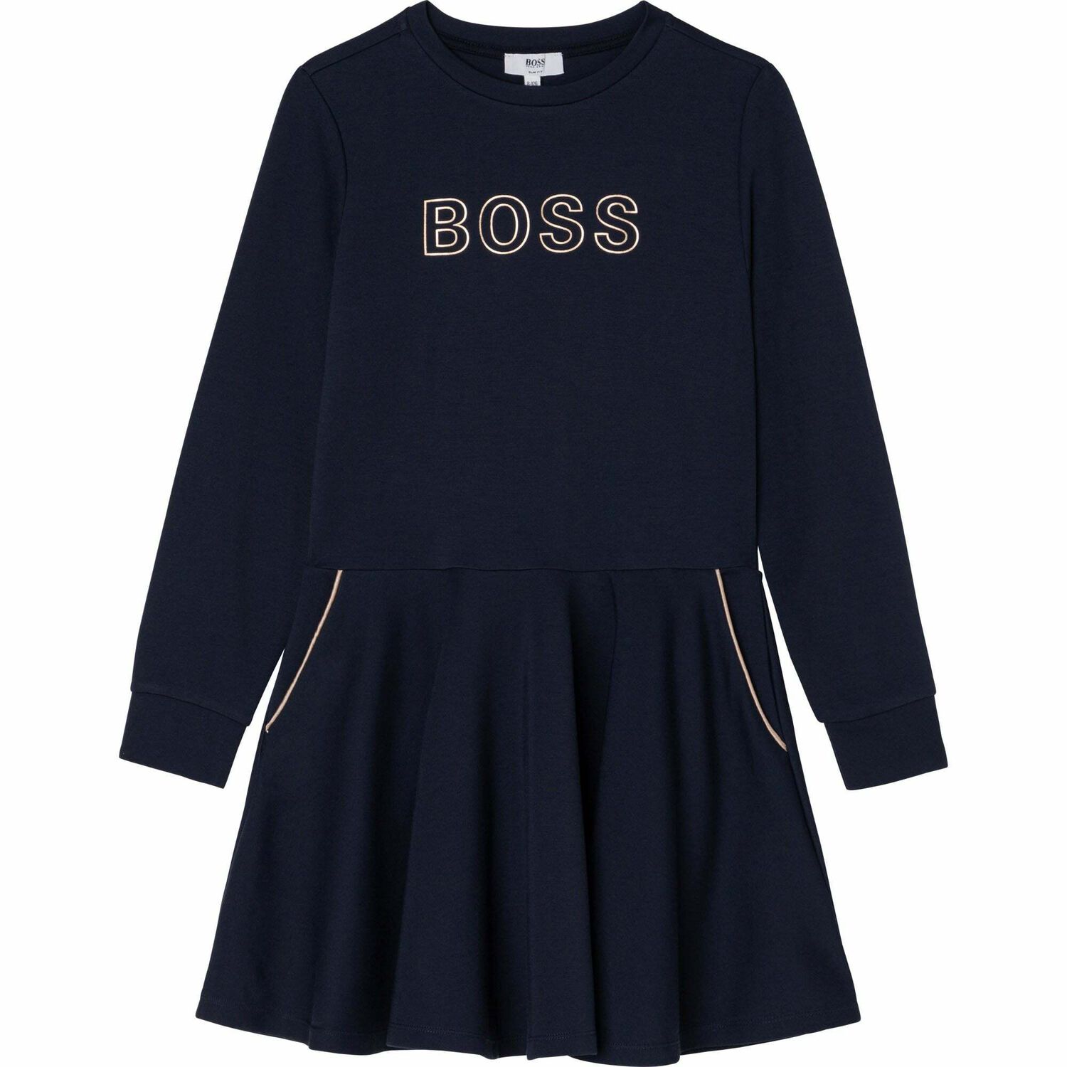 Girls Navy Logo Dress, 1, hi-res