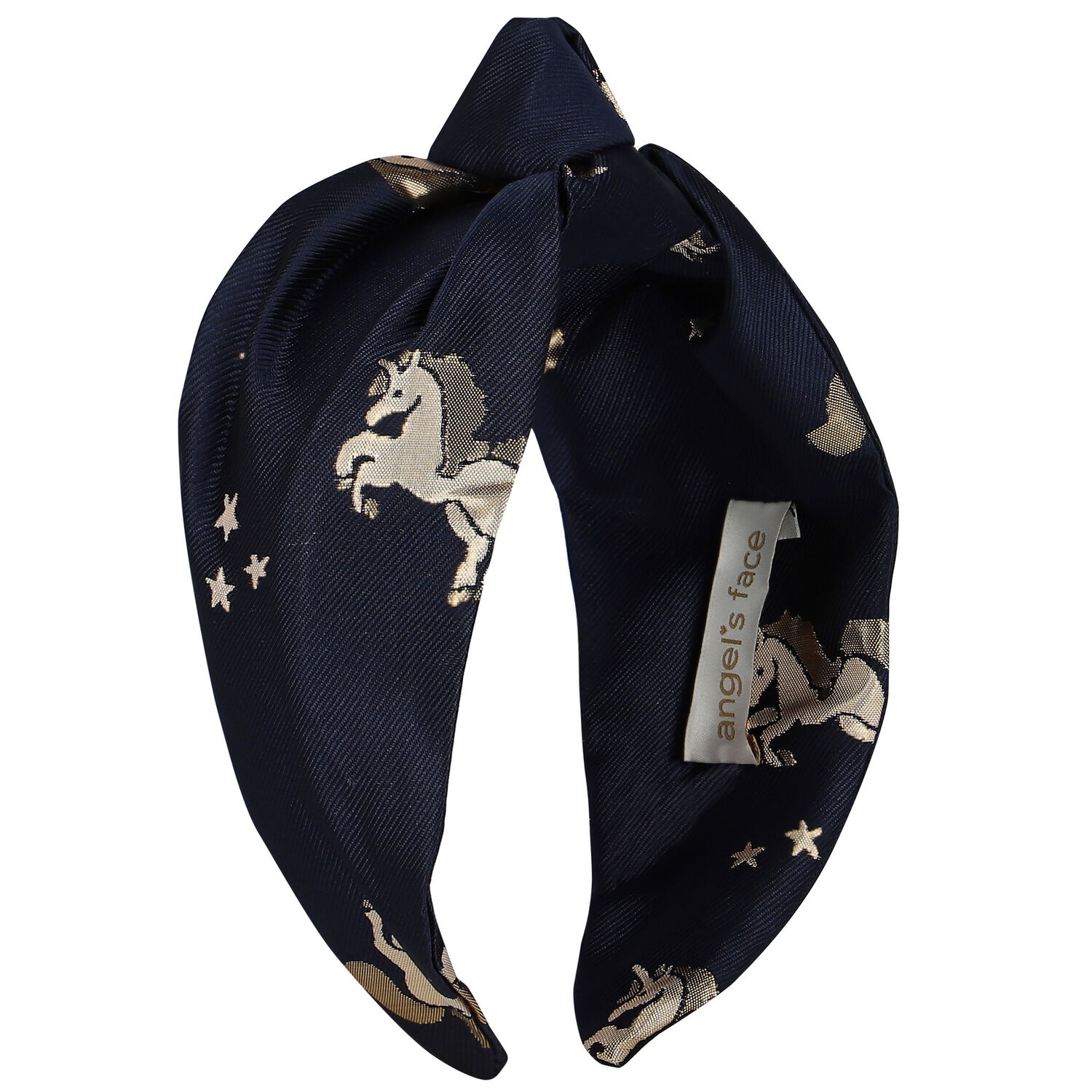 Girls Navy Blue Unicorn Jacquard Headband, 1, hi-res