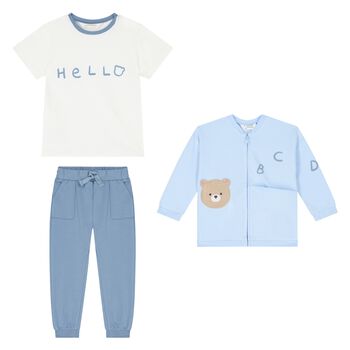 Baby Boys Blue & White Tracksuit Set