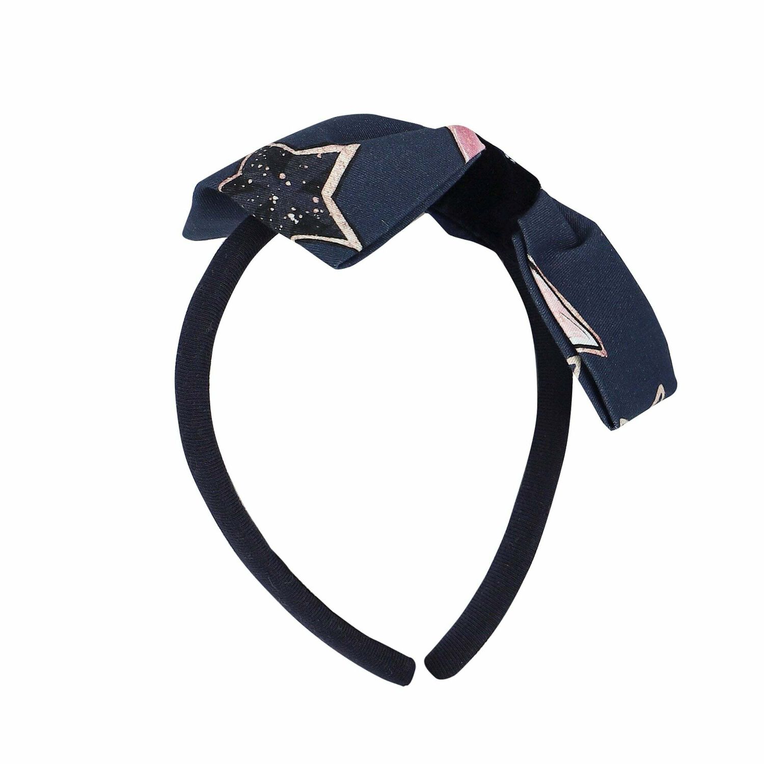 Girls Navy Bow Headband , 1, hi-res