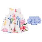 Younger Girls White Floral Dress Set, 1, hi-res
