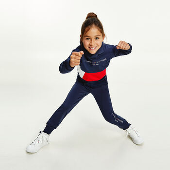 Girls Navy Logo Tracksuit