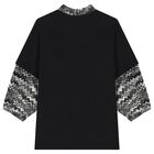 Girls Black Logo Zig Zag Dress, 1, hi-res