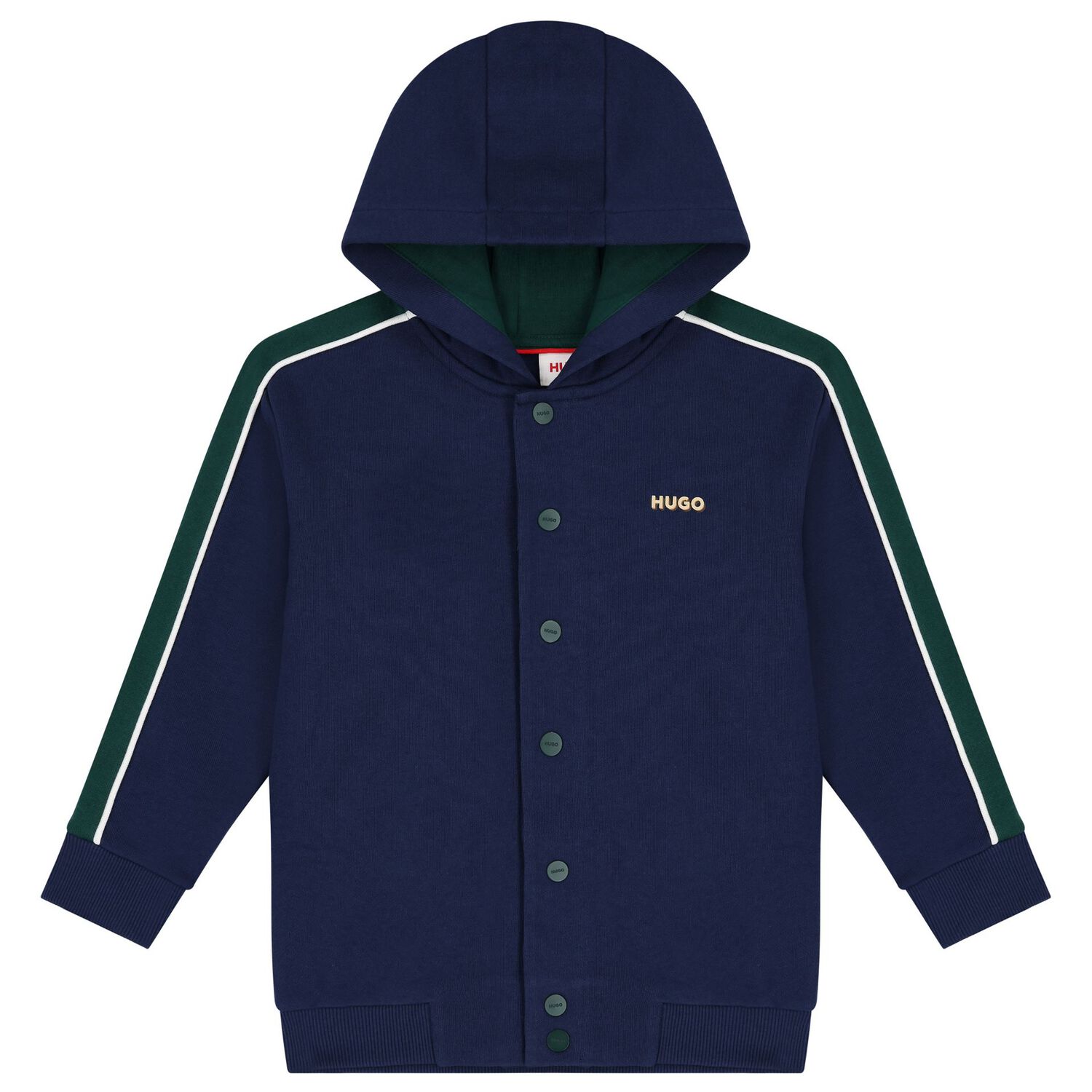Boys Navy Blue Logo Hooded Top, 1, hi-res