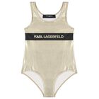 Girls Gold Logo Swimsuit, 1, hi-res