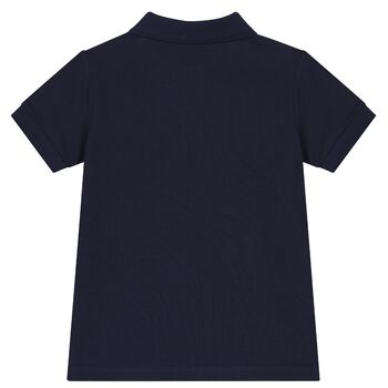Boys Navy Cotton Logo Polo Shirt