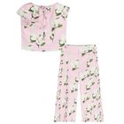 Girls Pink Floral Trousers Set, 1, hi-res