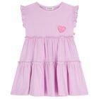 Girls Pink Heart Tiered Dress, 1, hi-res
