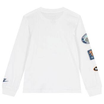 Boys White Logo Long Sleeve Top