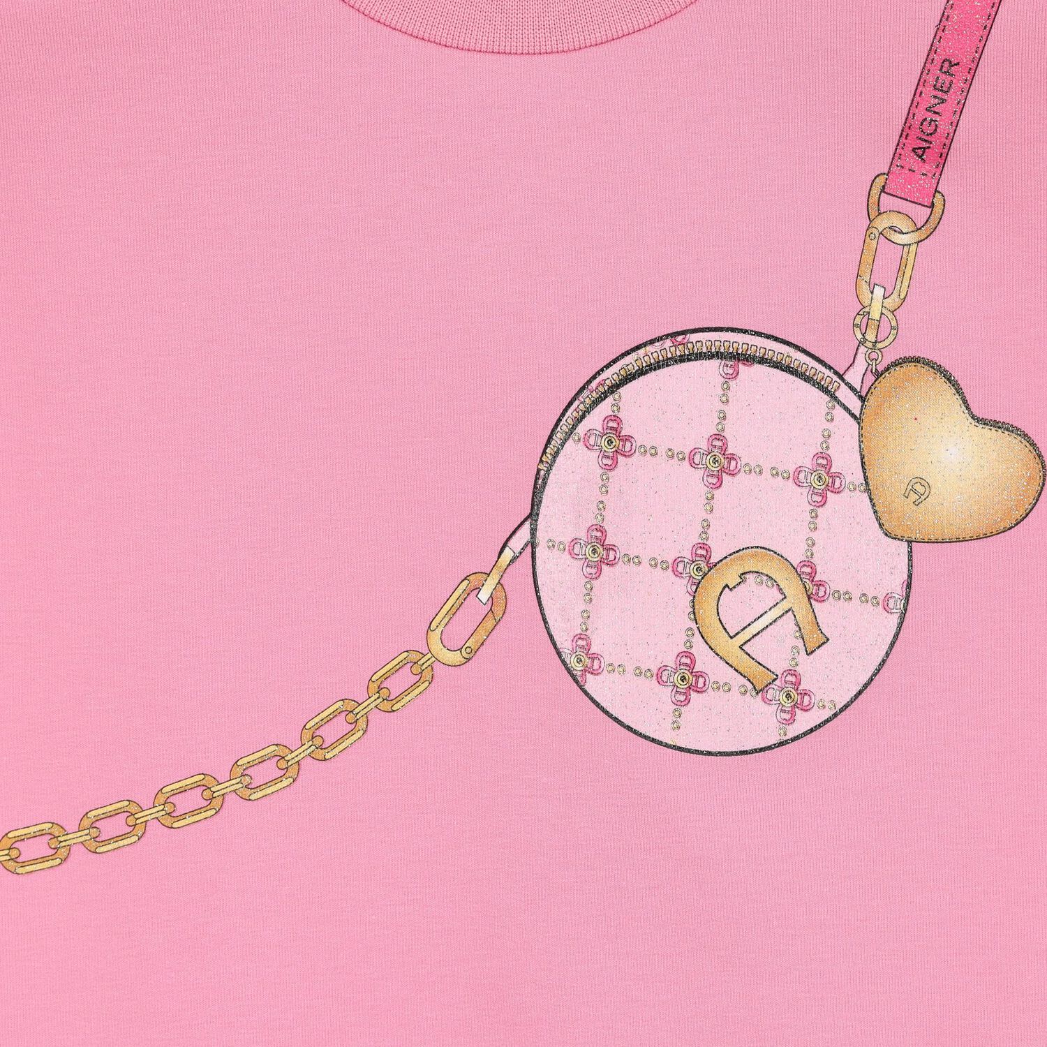 Younger Girls Pink Bag Sweatshirt, 1, hi-res