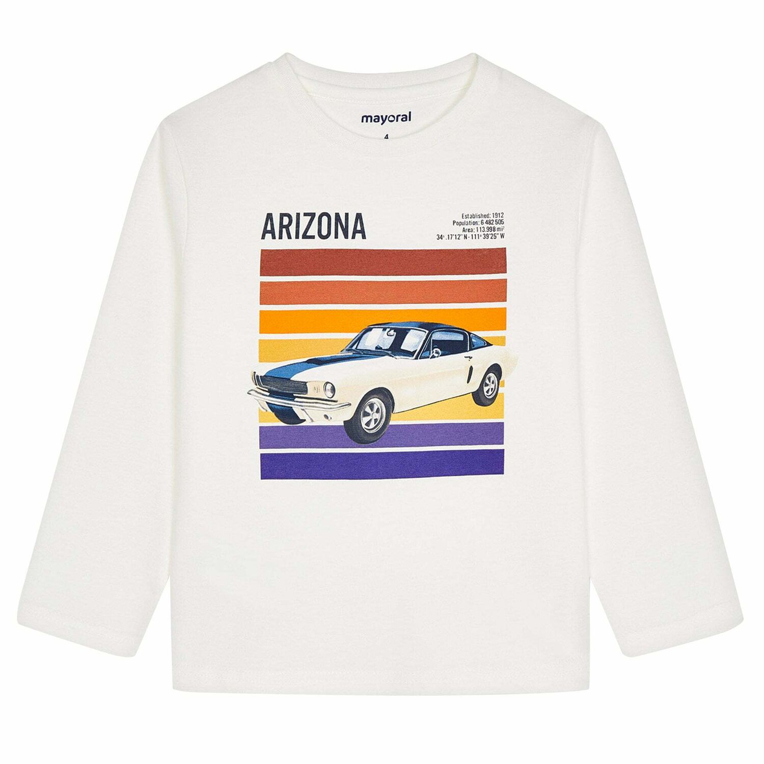 Boys Ivory Car Long Sleeve Top, 1, hi-res