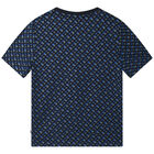 Boys Blue Monogram Logo T-Shirt, 1, hi-res