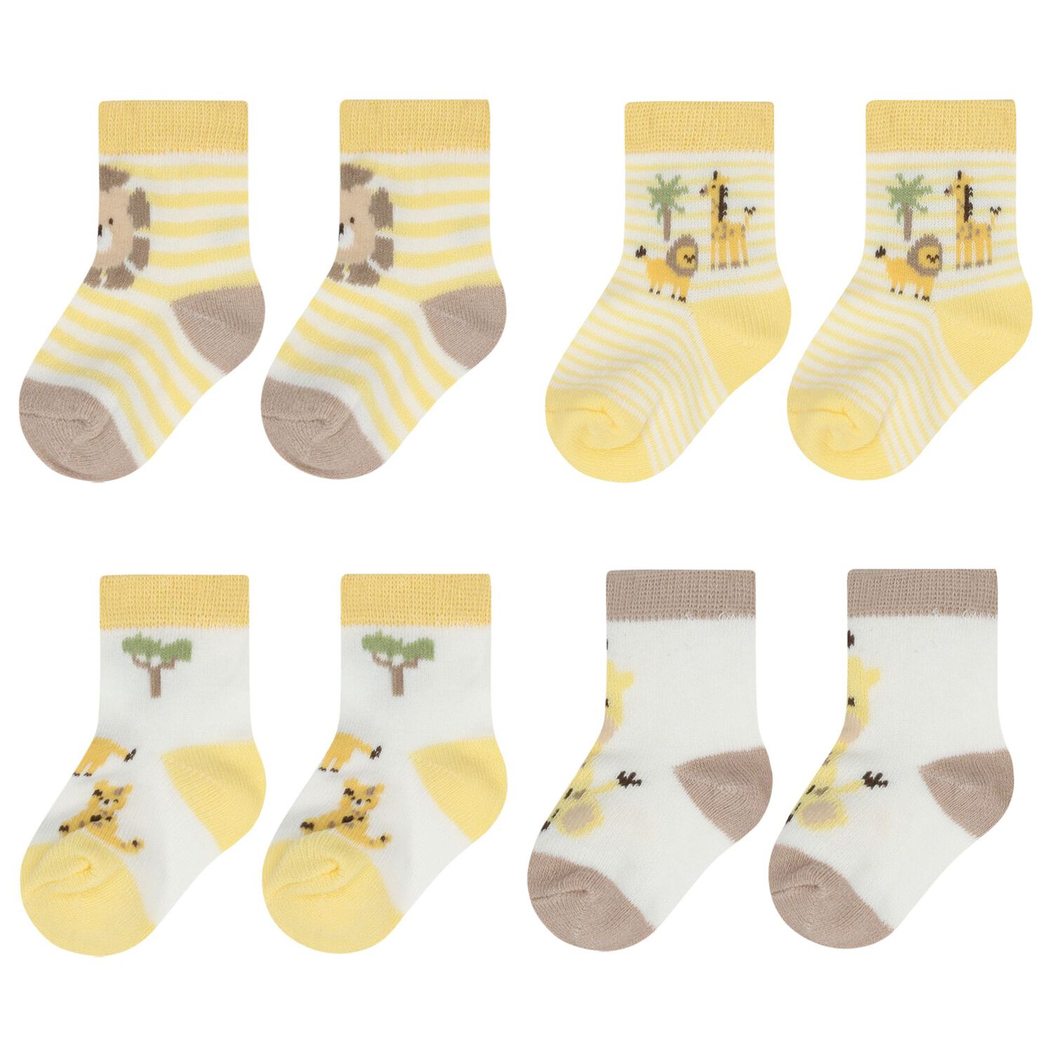 Baby Boys Yellow & White Socks ( 4-Pack ), 2, hi-res