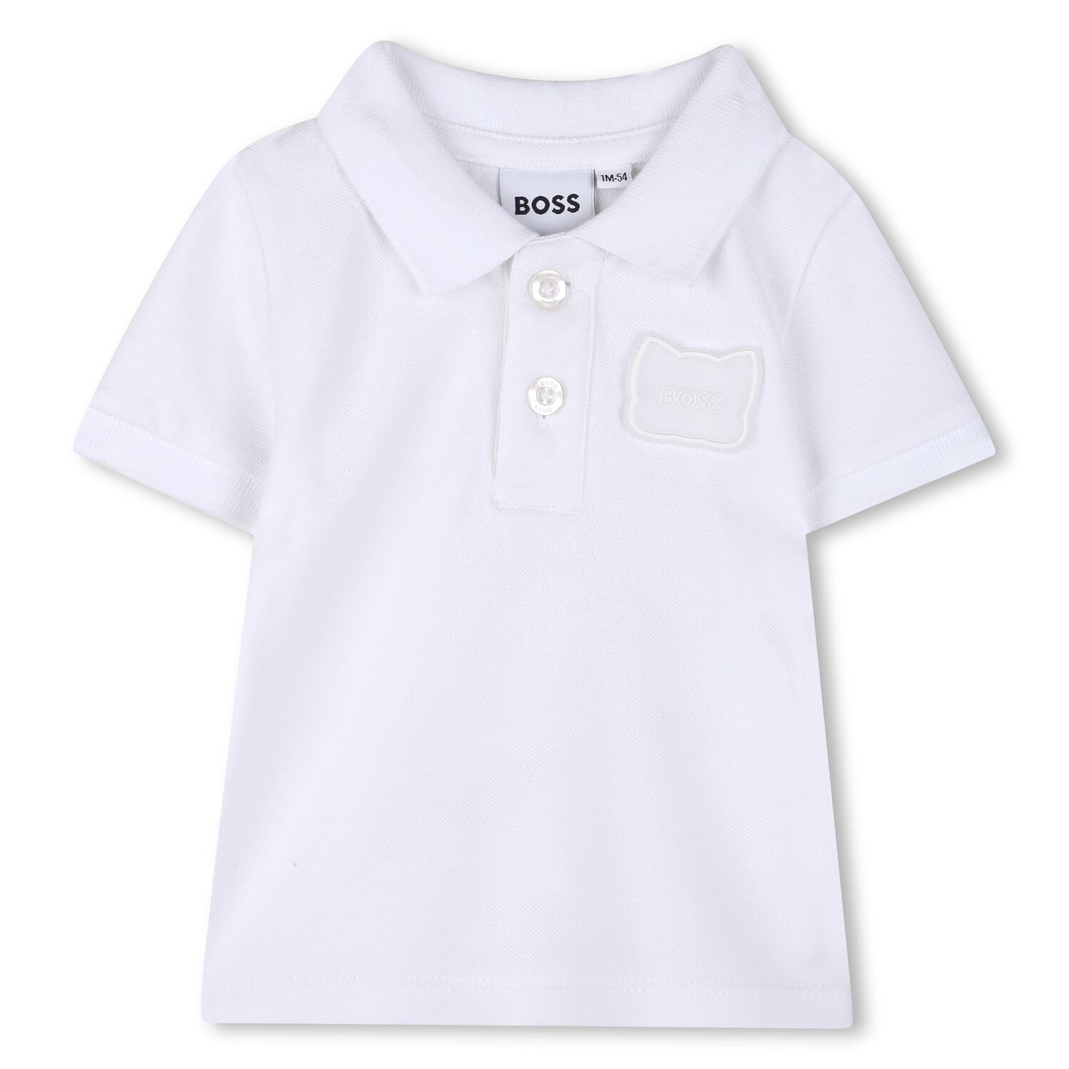 Baby Boys White Logo Polo Shirt, 1, hi-res