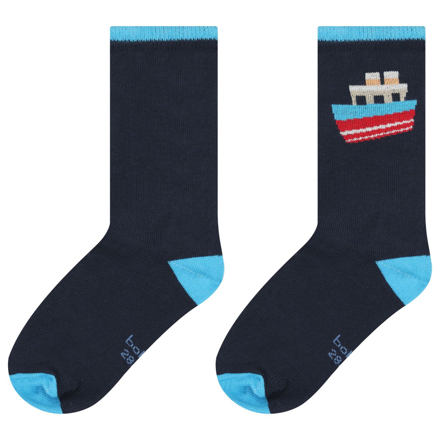 Boys Navy Blue & Red Socks ( 3-Pack ), 2, hi-res