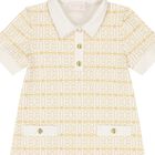 Younger Girls Ivory & Gold Logo Polo Dress, 1, hi-res