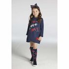 Girls Navy Jumper Dress, 1, hi-res