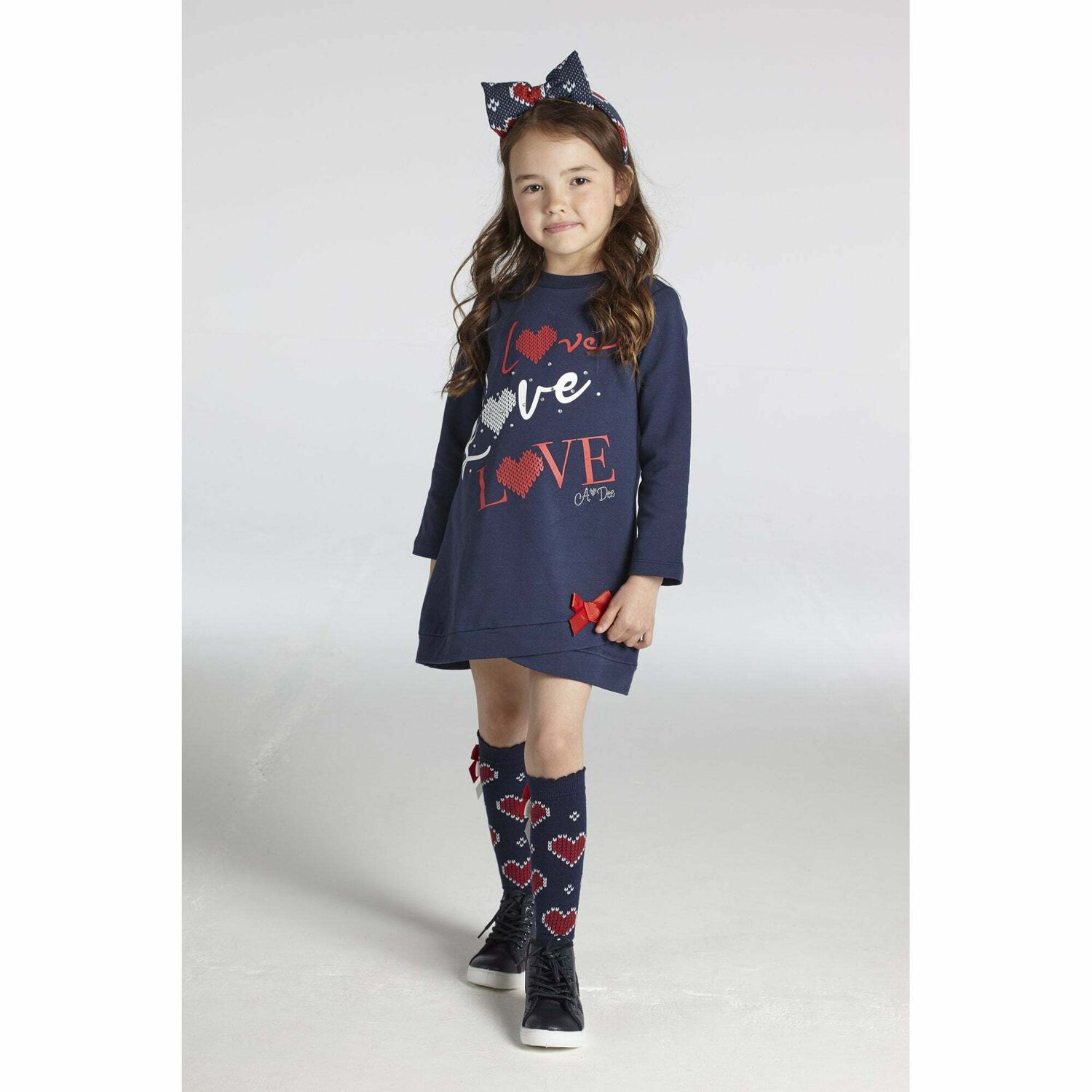 Girls Navy Jumper Dress, 1, hi-res