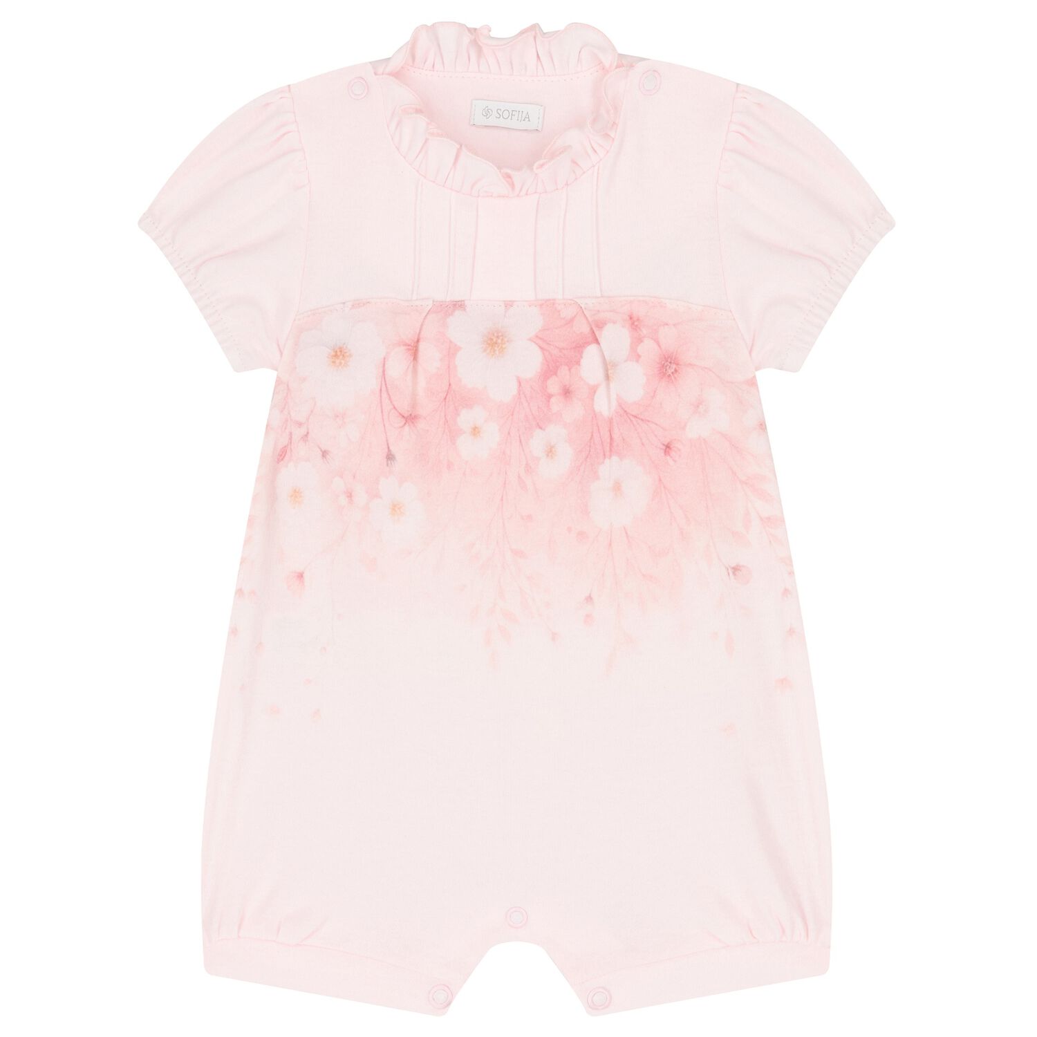 Baby Girls Pink Floral Romper, 1, hi-res