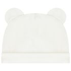 White Teddy Bear Logo Hat & Bib Baby Gift Set, 1, hi-res