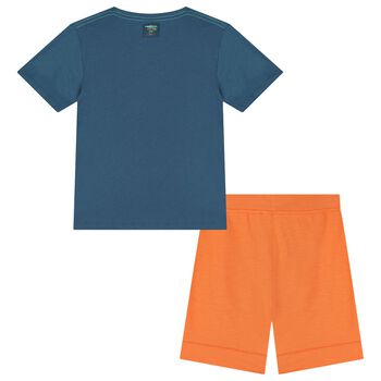 Boys Blue & Orange Shorts Set