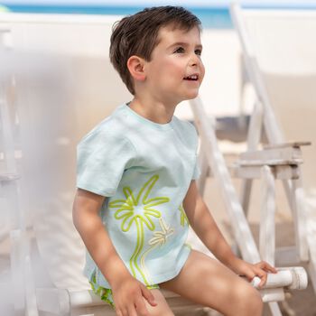 Boys Pale Blue Palm Tree T-Shirt