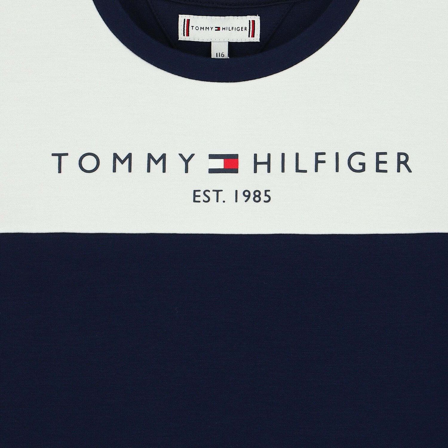 Girls White, Navy & Red Logo Dress, 1, hi-res