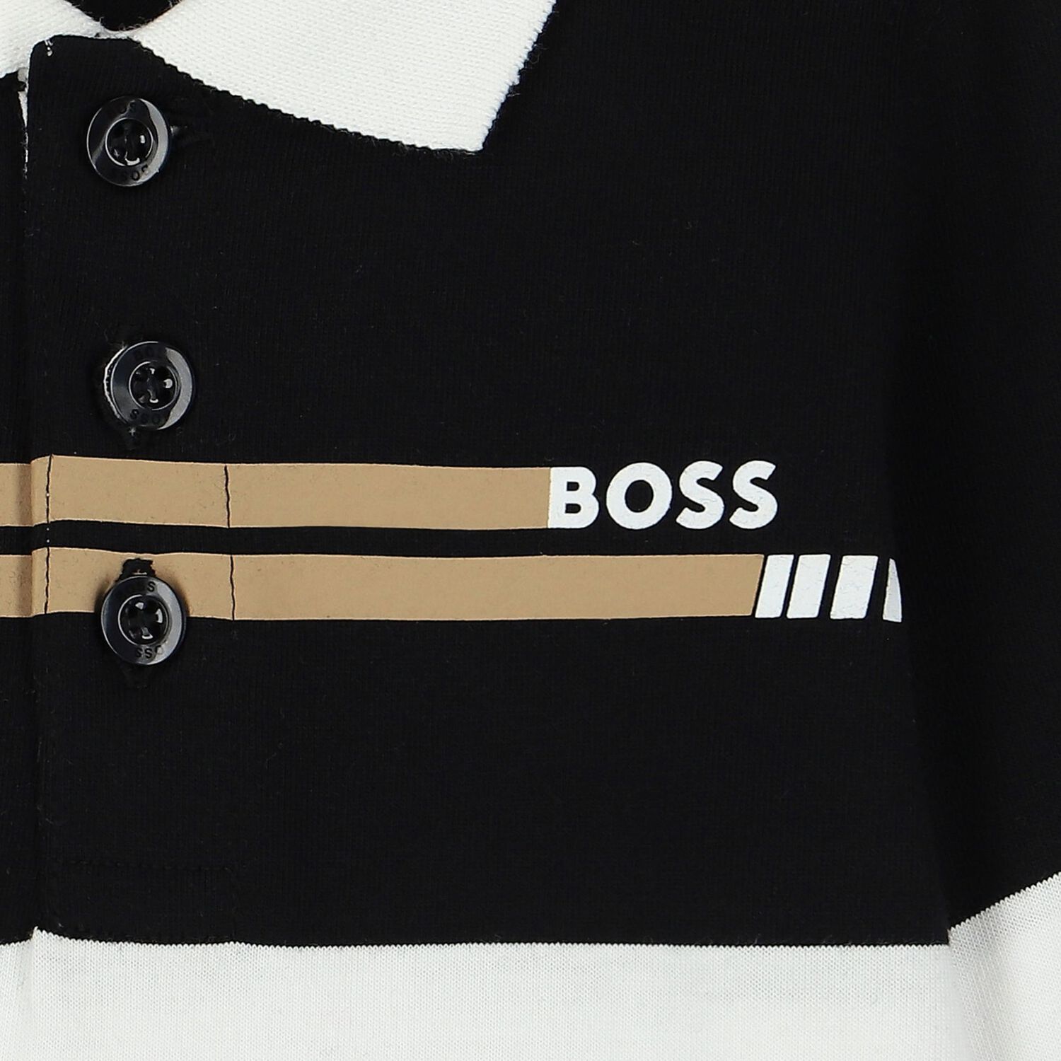 Younger Boys Black, White & Grey Logo Polo Shirt, 1, hi-res