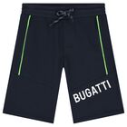Boys Navy Blue Logo Shorts, 1, hi-res