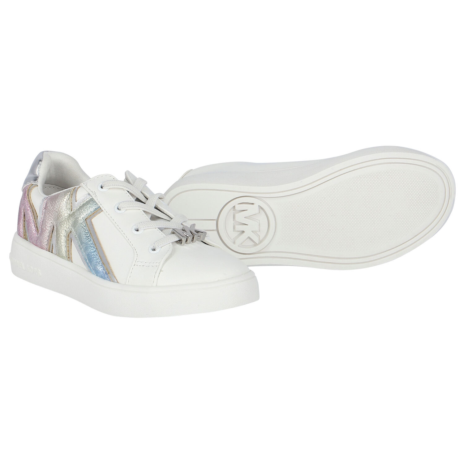 Girls White Logo Trainers, 1, hi-res