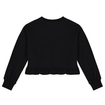 Girls Black Teddy Bear Logo Sweatshirt
