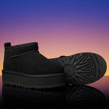 Girls Black Classic Ultra Mini Platform Suede Boots