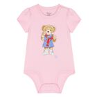 Baby Girls Pink Teddy Bear Bodysuit, 1, hi-res