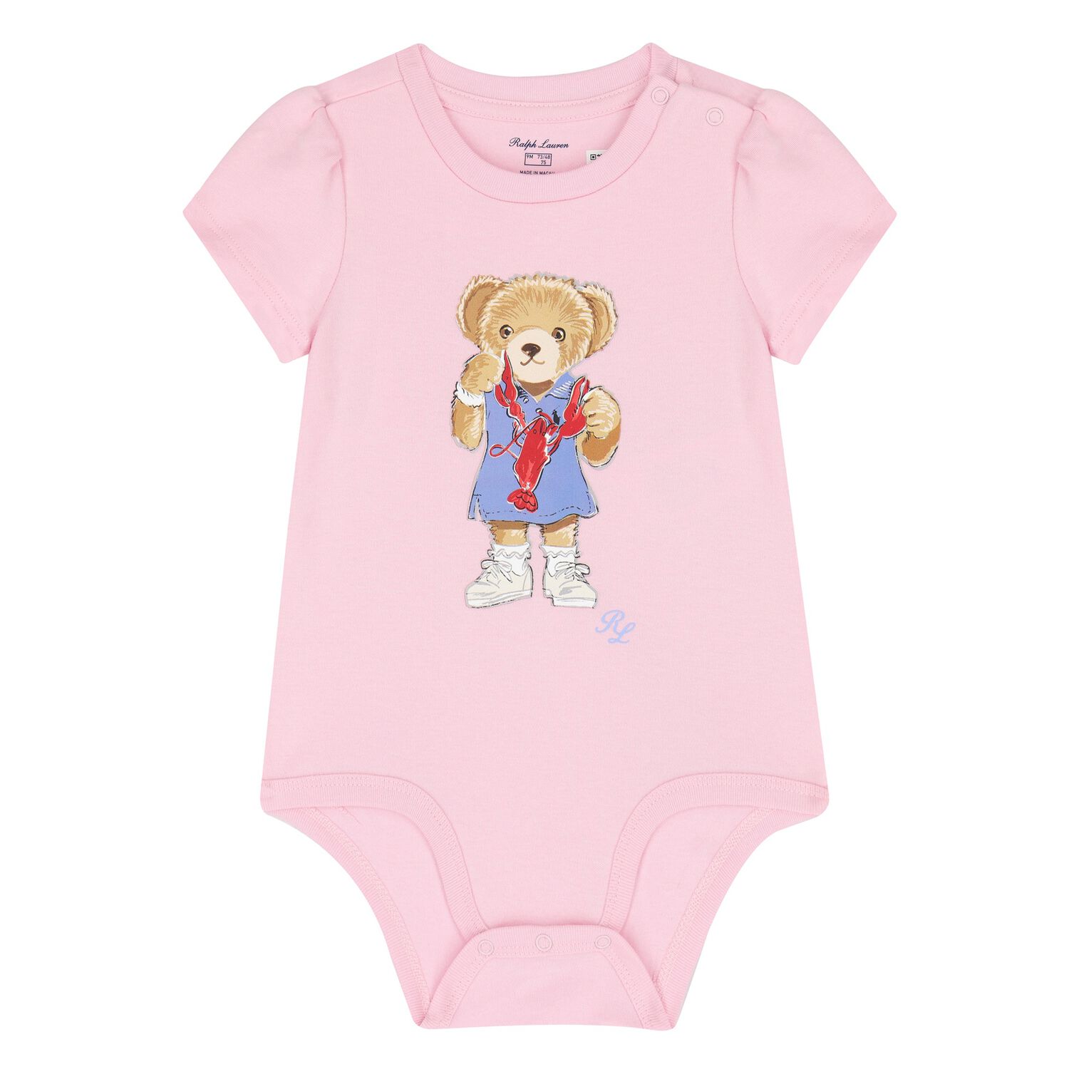 Baby Girls Pink Teddy Bear Bodysuit, 1, hi-res