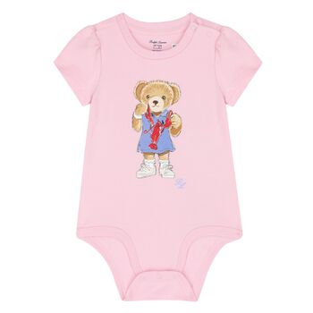Baby Girls Pink Teddy Bear Bodysuit