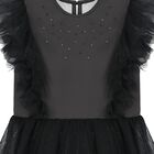 Girls Black Satin & Tulle Dress, 1, hi-res