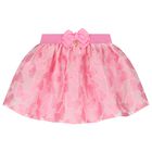 Girls Pink Butterfly Jacquard Skirt, 1, hi-res