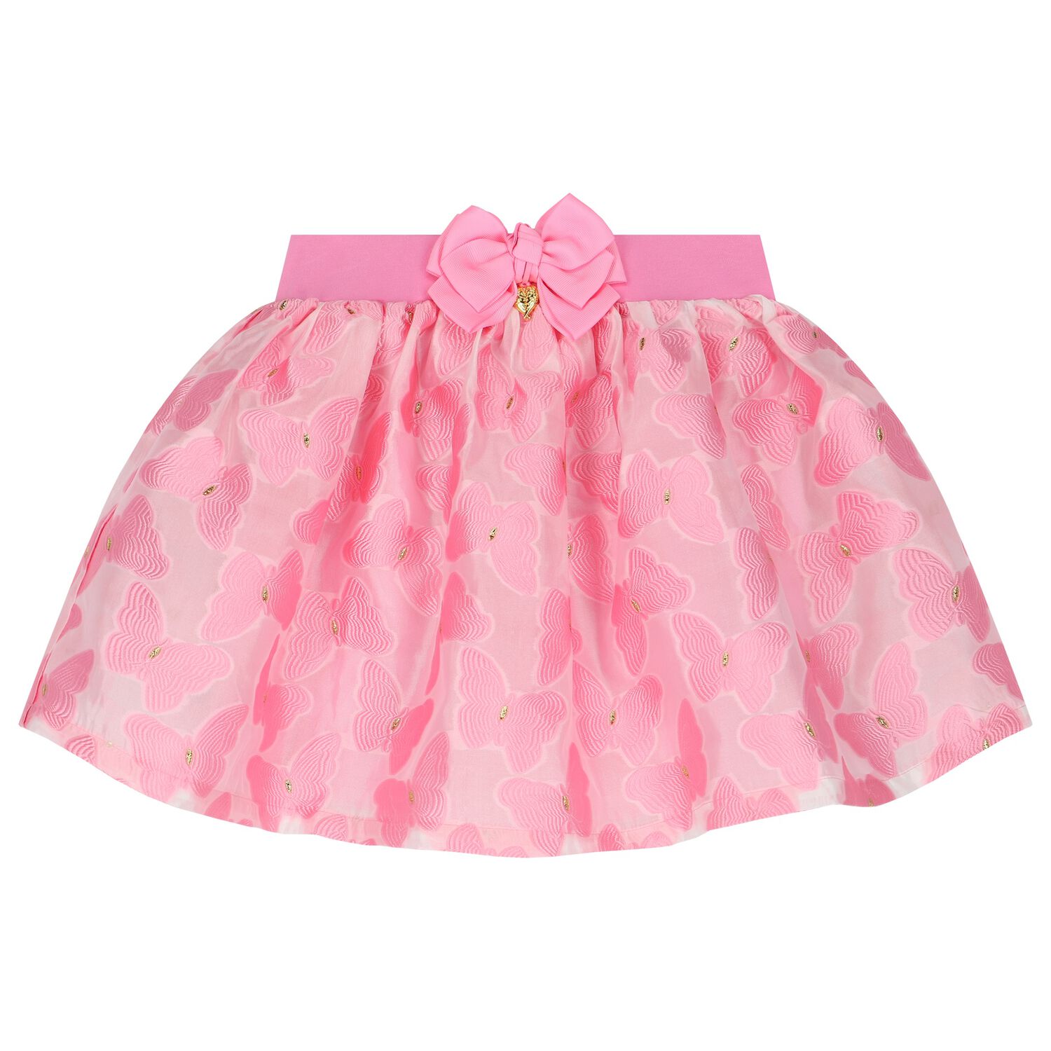 Girls Pink Butterfly Jacquard Skirt, 1, hi-res image number null