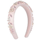 Girls Pink Embellished Floral Headband, 1, hi-res