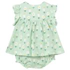 Baby Girls Green Floral Dress Set, 1, hi-res