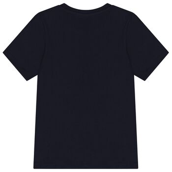 Boys Navy Blue Teddy Bear Logo T-Shirt