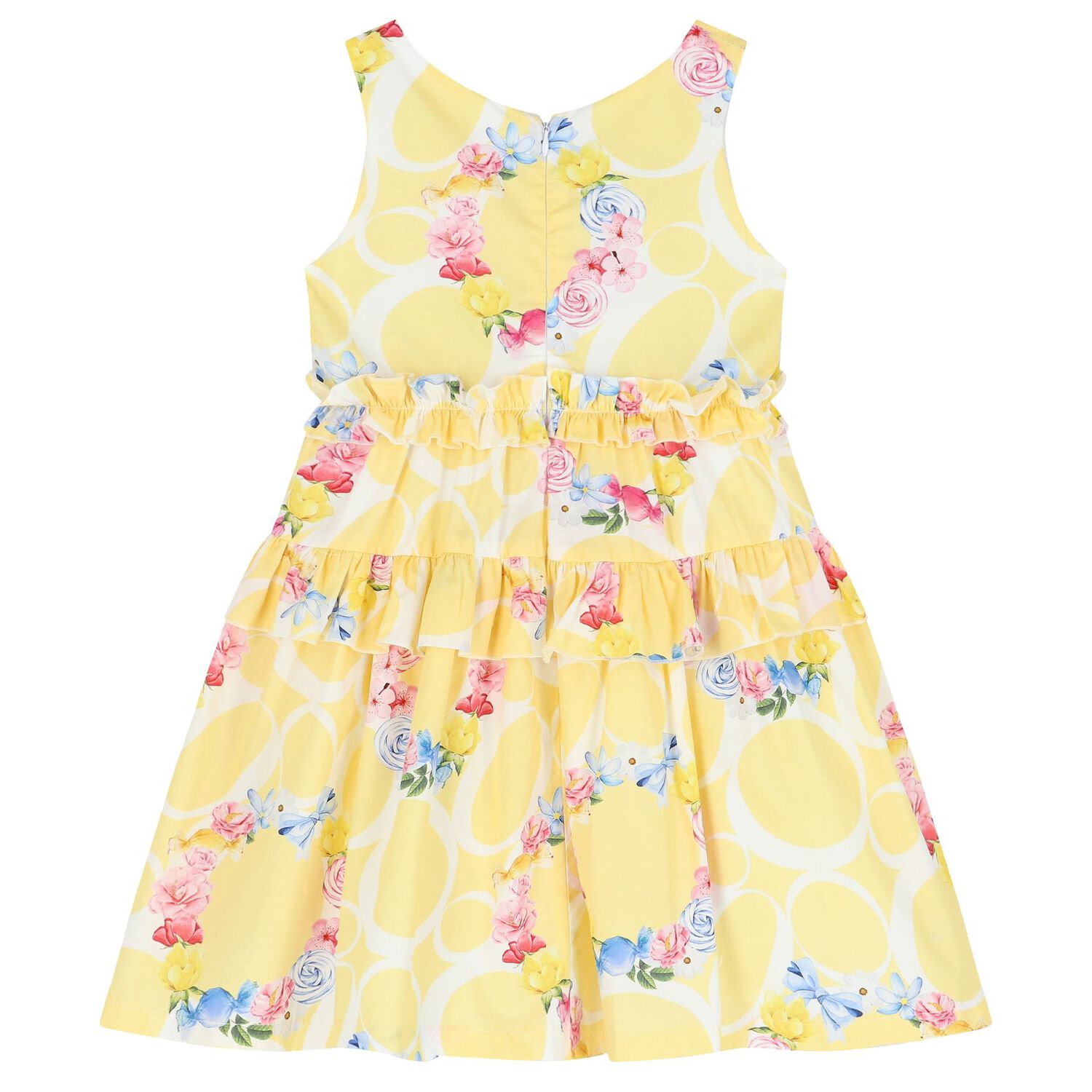 Girls Yellow Ruffled Floral Dress, 1, hi-res image number null