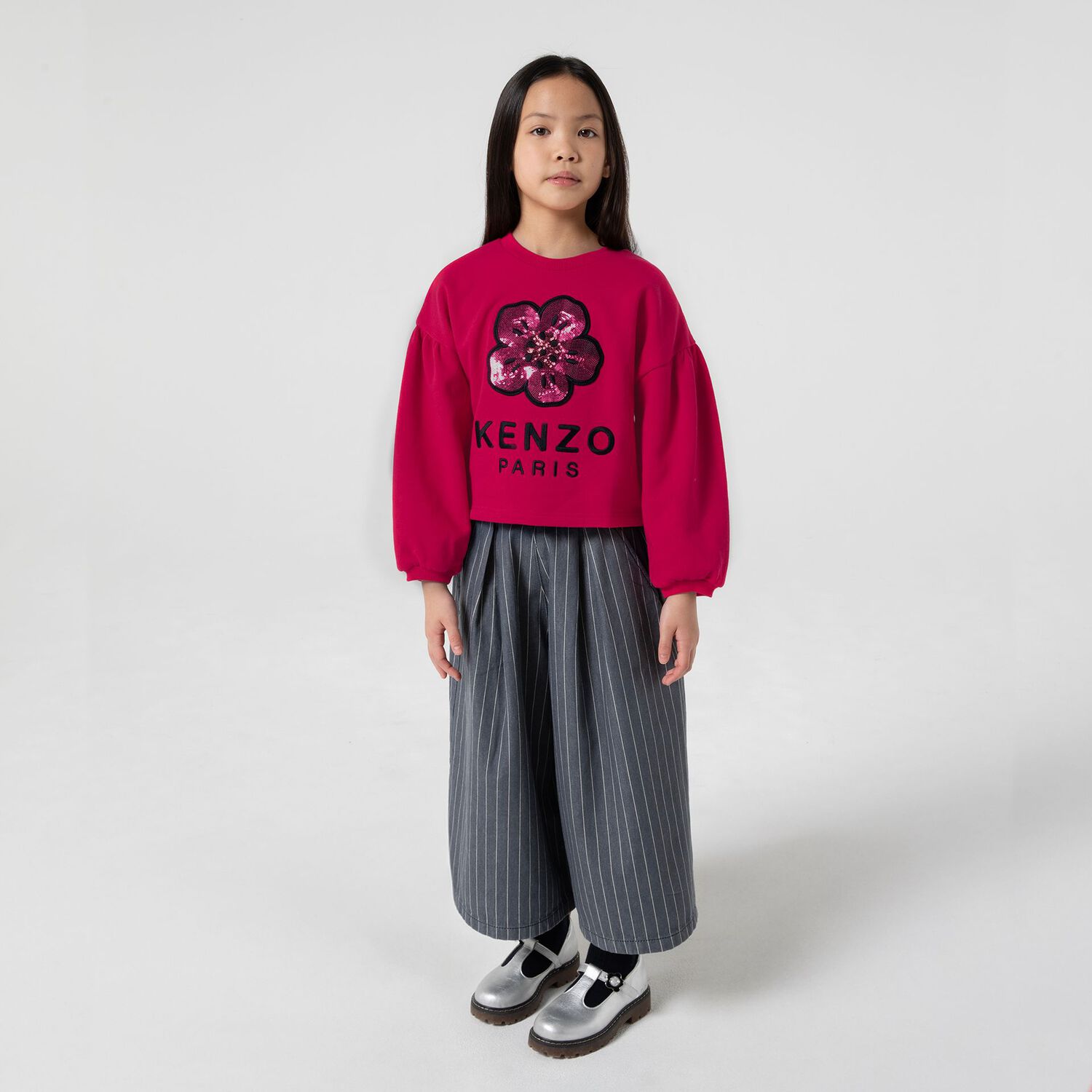 Girls Pink Flower Logo Sweatshirt, 1, hi-res image number null