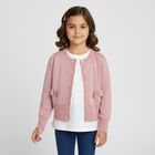 Girls Pink Bow Cardigan, 3, hi-res